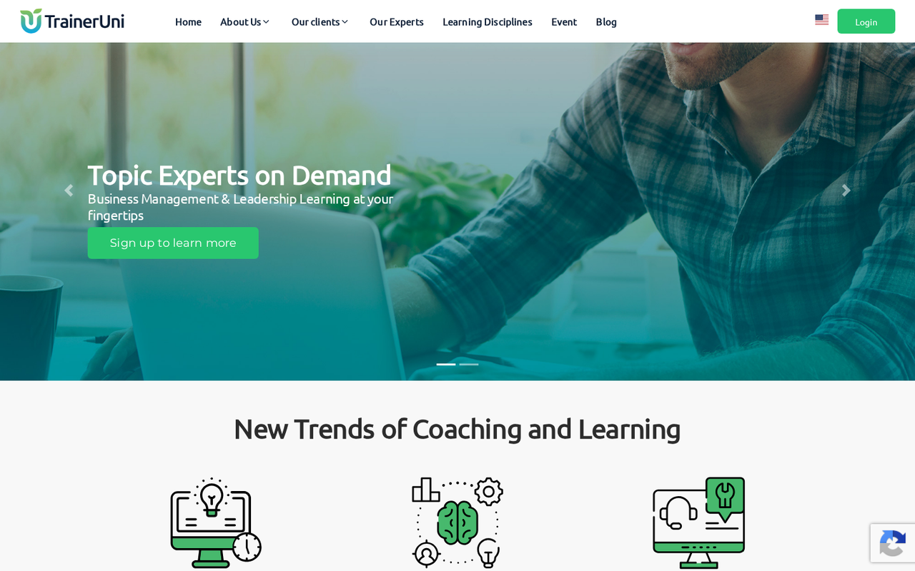 TrainerUni homepage at traineruni.com